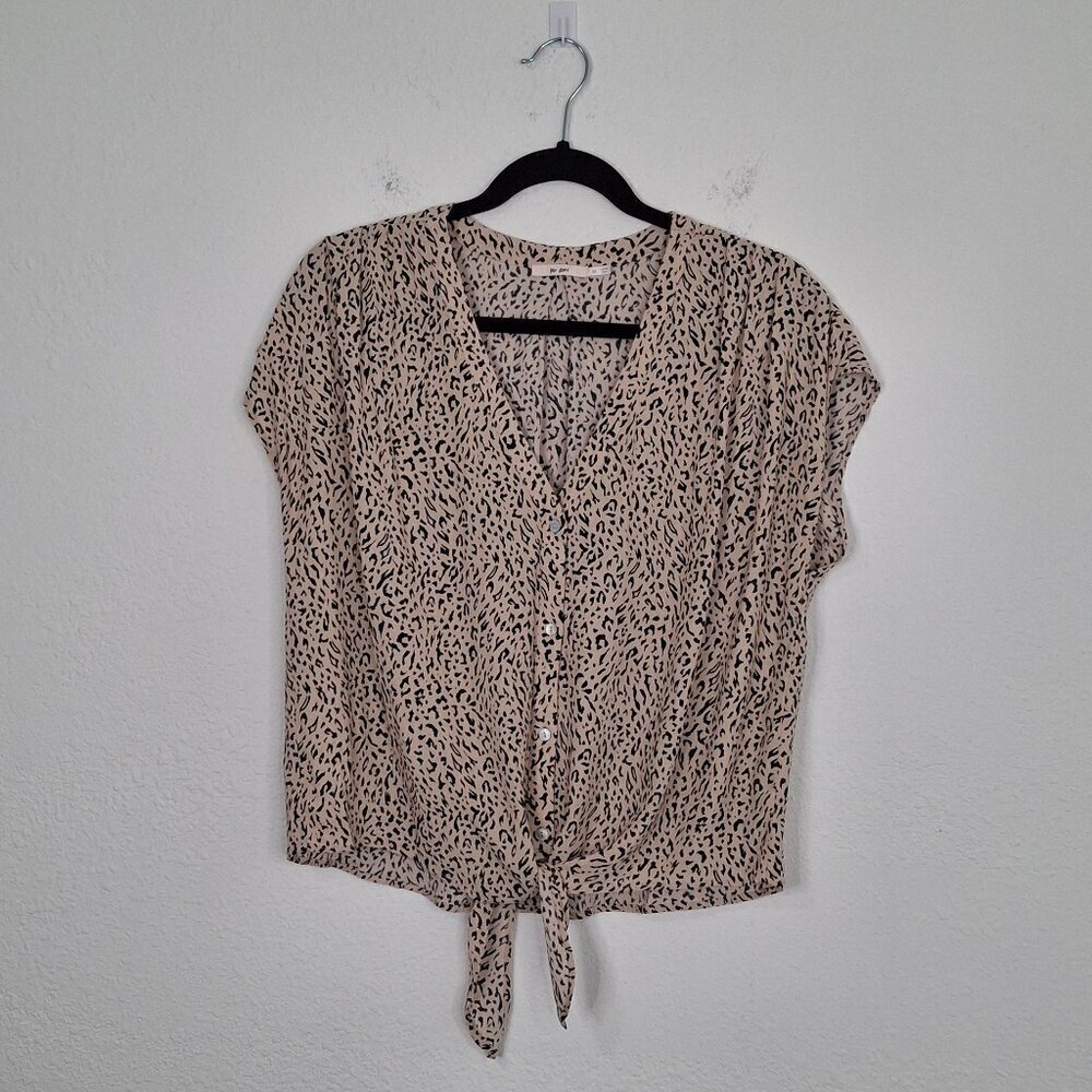Mi Ami Leopard Blouse Dolman Sleeve Boxy Sz M Animal Print Boho Safari Beach
